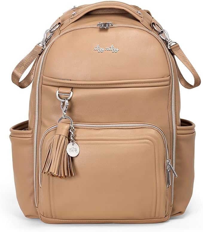 Itzy Ritzy Diaper backpack in tan leather